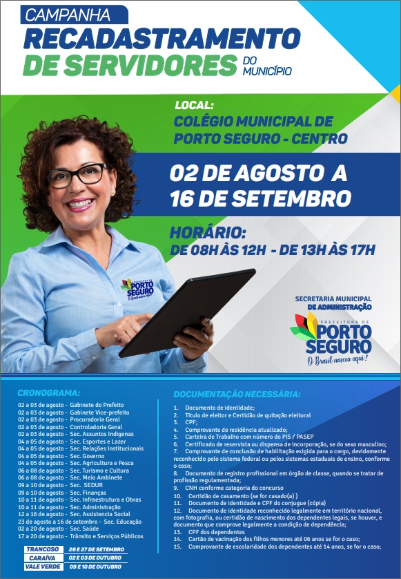 Prefeitura de Porto Seguro inicia campanha de recadastramento do ...